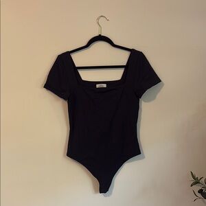 Aritzia Black Short Sleeve Squareneck Bodysuit